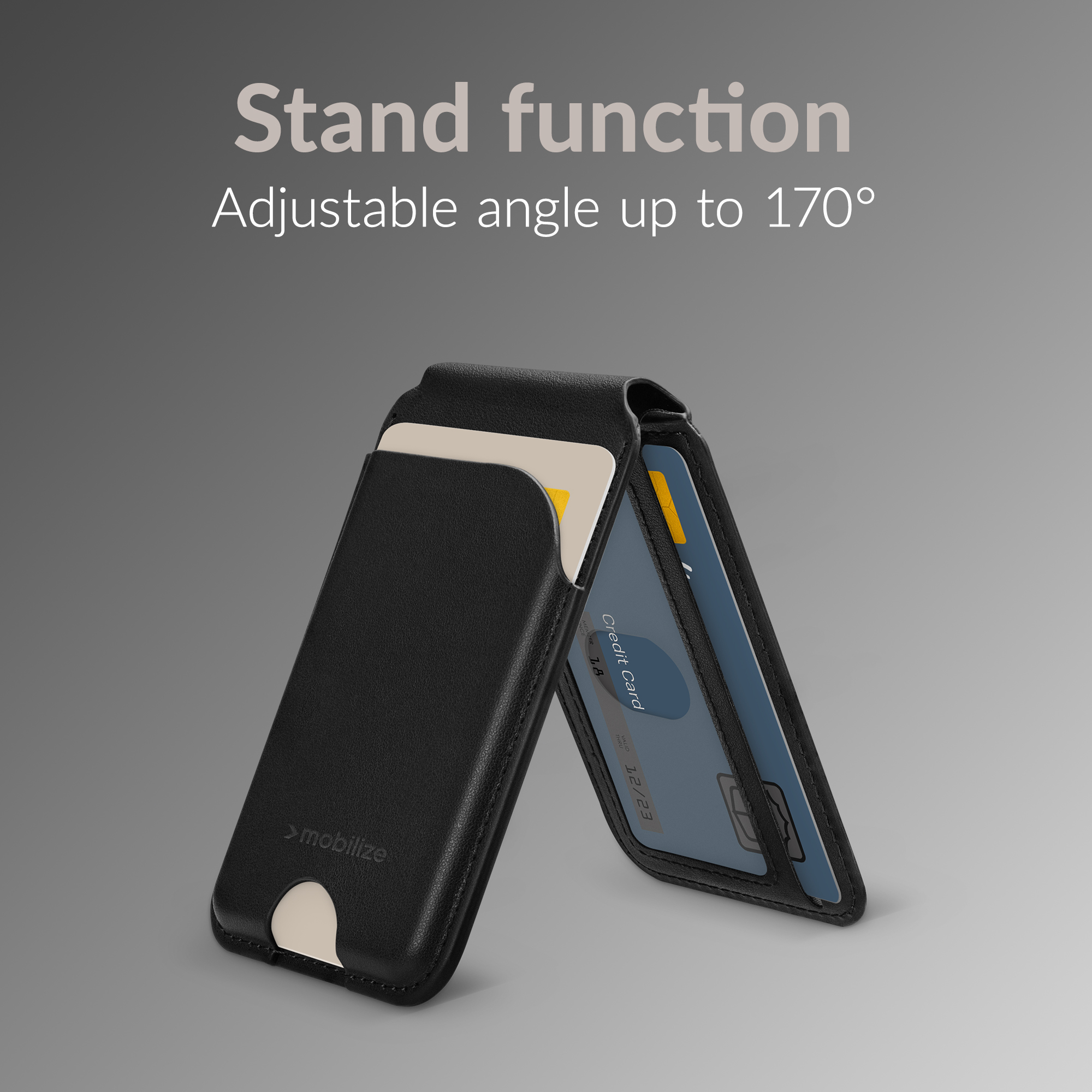 Mobilize MagSafe Compatible Magnet Card Holder with Stand Function Black - Afbeelding 2