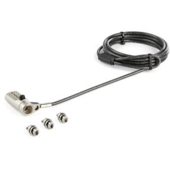 StarTech.com 2m Universeel Laptop Kabelslot met 4-cijfer Combinatieslot - 3-in-1 Security Lock voor apparaten met K-Slot, Nano K-Slot of Noble Wedge Slot - Anti-Diefstal Stalen Kabel