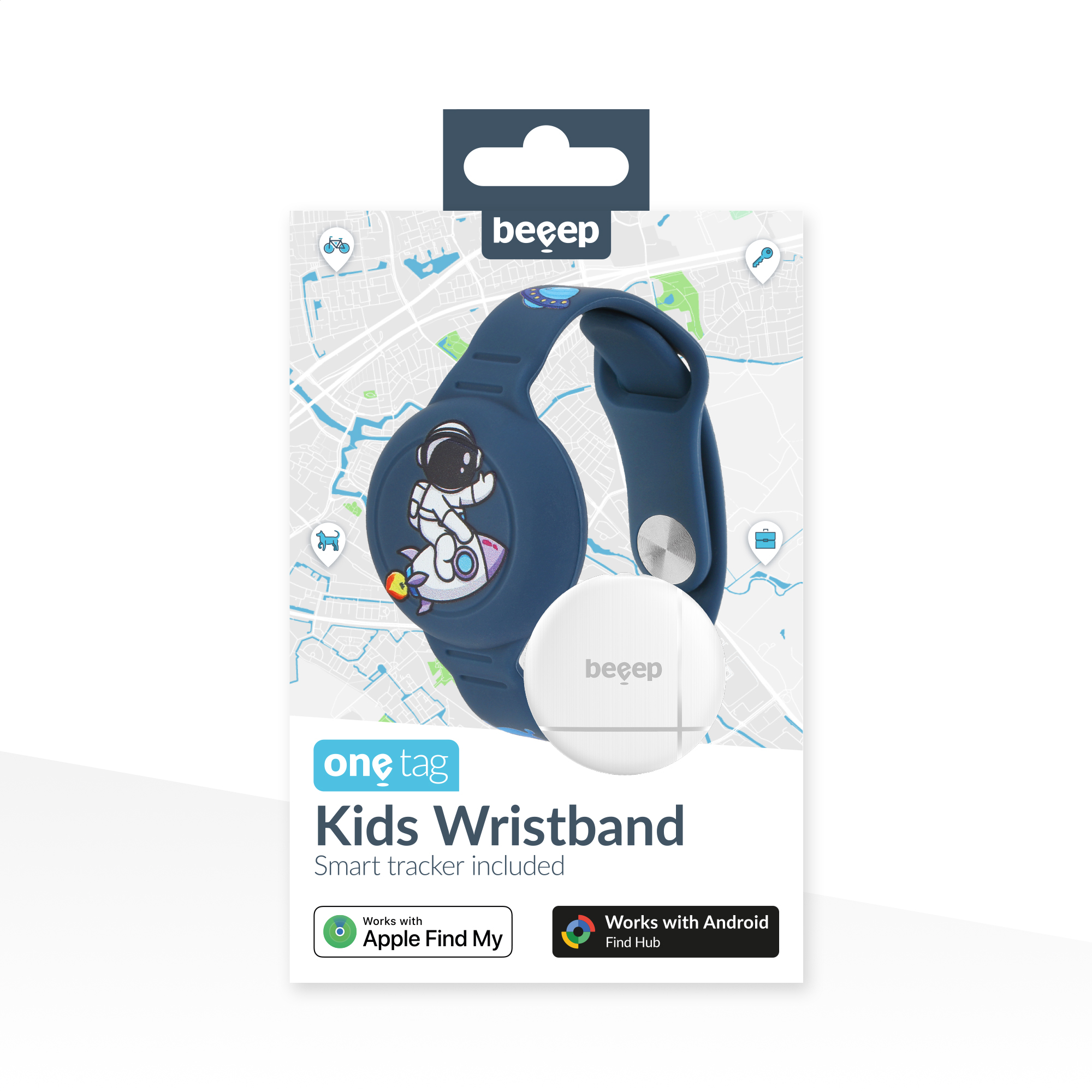 Beeep OneTag Apple Find My & Android Tracker - Kids Wristband Silicon Astronaut - Afbeelding 9