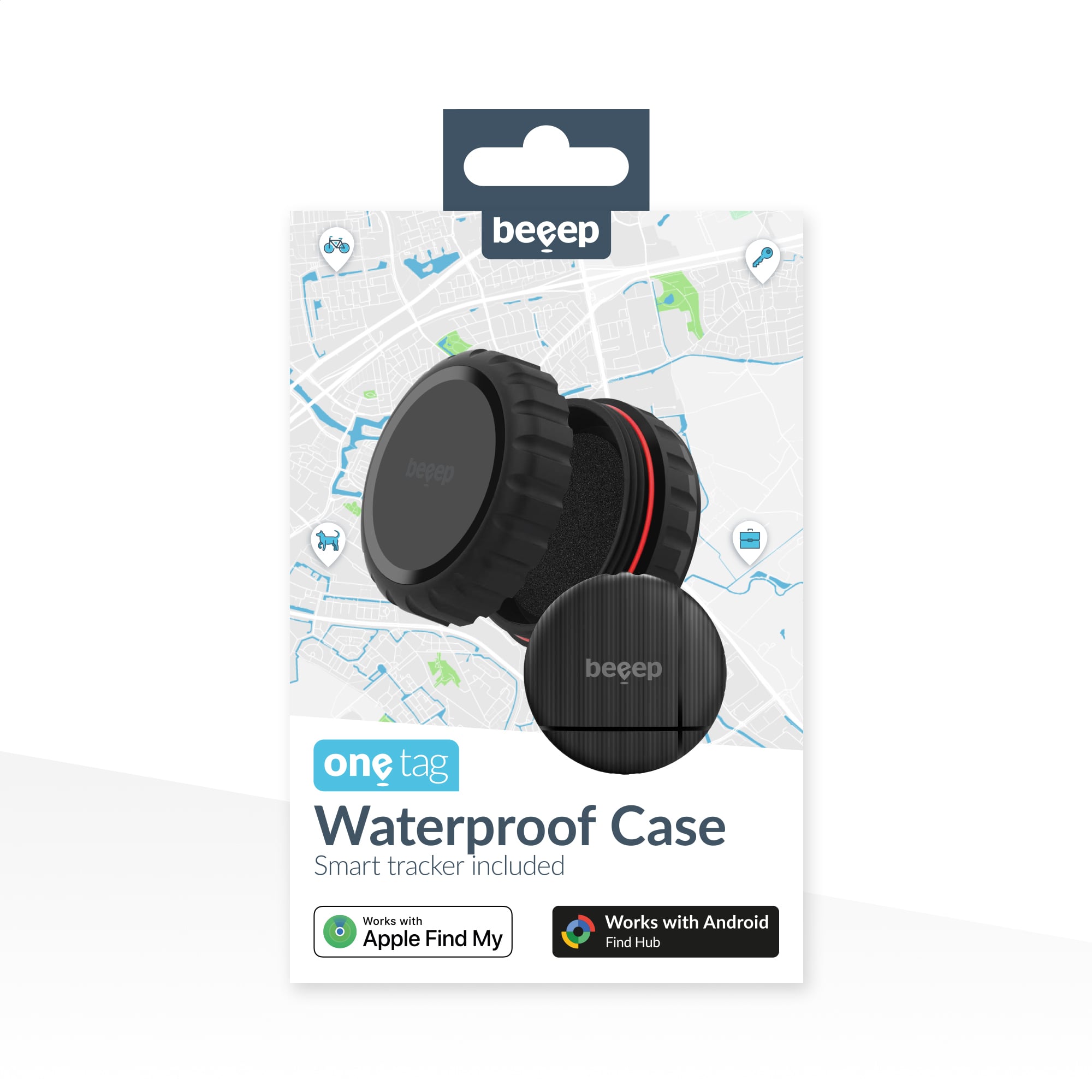 Beeep OneTag Apple Find My & Android Tracker - Waterproof Case - Black - Afbeelding 8