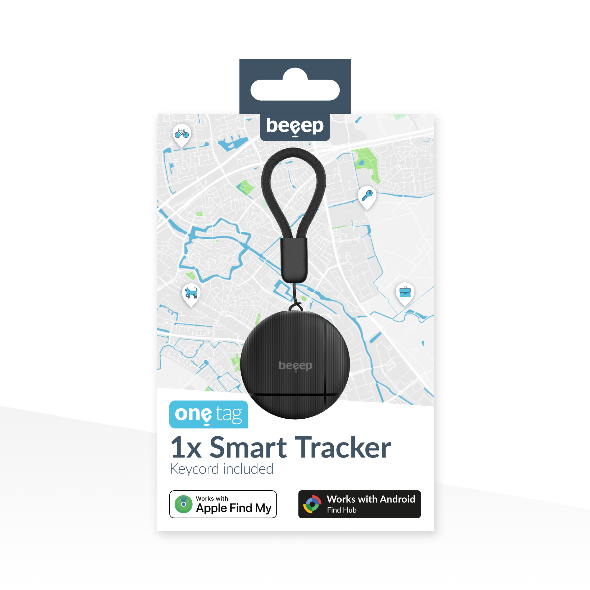 Beeep OneTag Apple Find My & Android Tracker Black & Keychain Black - 1 pack - Afbeelding 9