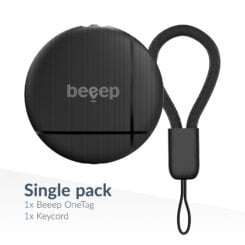 Beeep OneTag Apple Find My & Android Tracker Black & Keychain Black - 1 pack