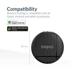Beeep OneTag Apple Find My & Android Tracker Black & Keychain Black - 1 pack - Afbeelding 8
