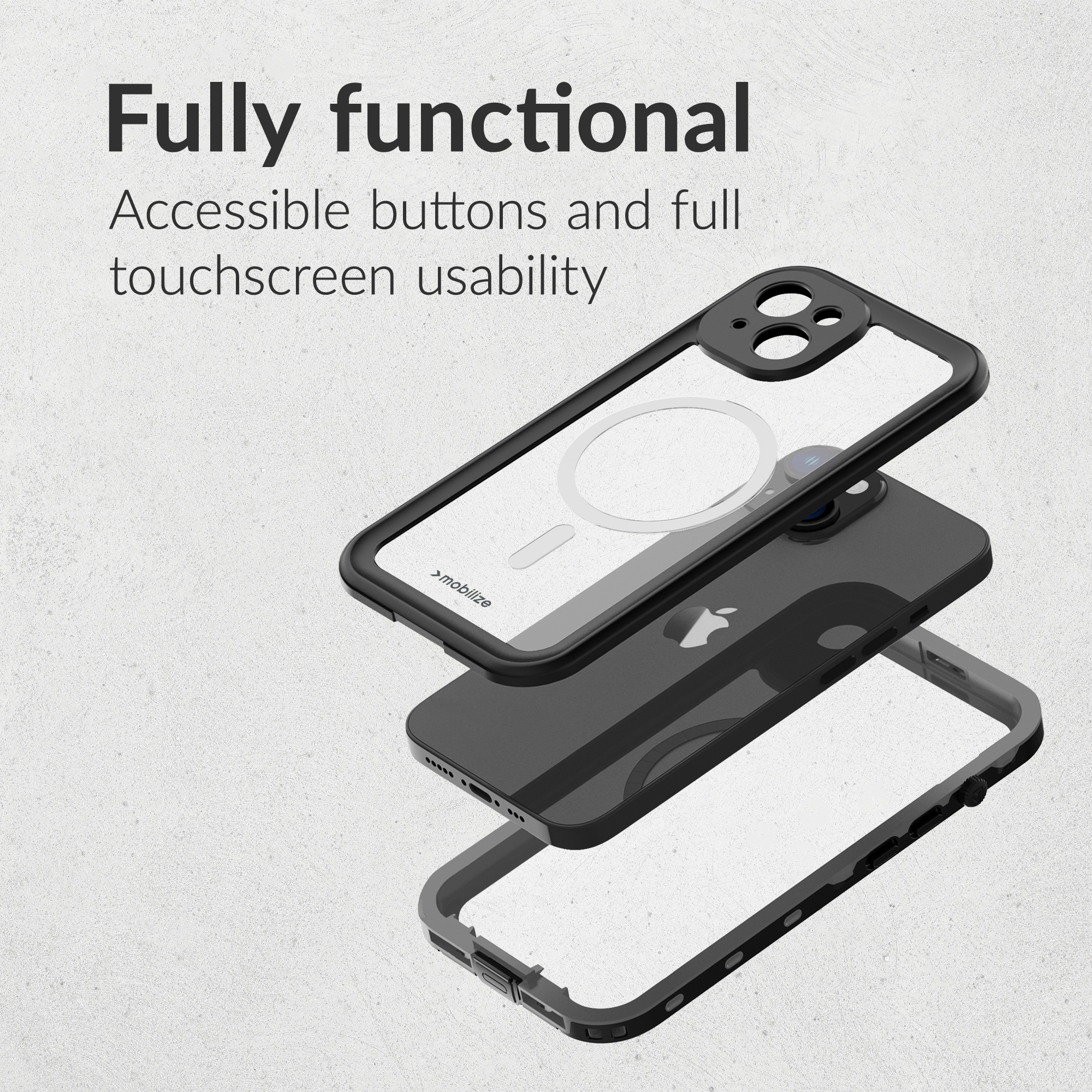 Mobilize MagSafe Compatible Waterproof Case Apple iPhone 17 Pro Clear/Black - Afbeelding 3