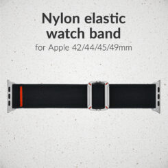 Mobilize Nylon Watch Band - Elastic - for Apple 42/44/45/49mm - Black - Afbeelding 2