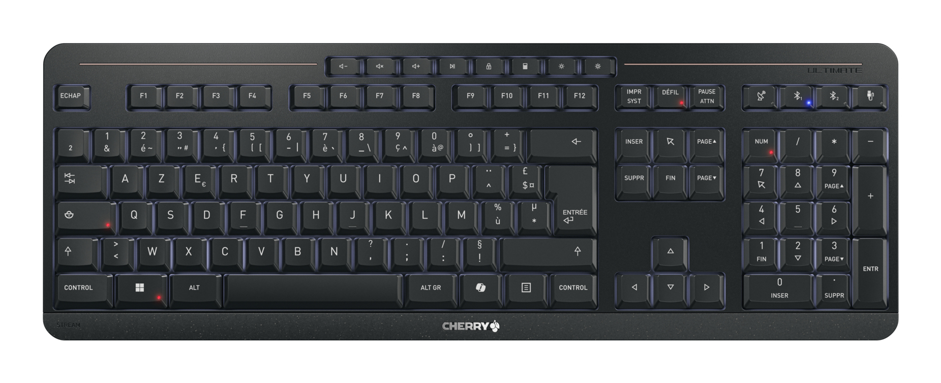 CHERRY Stream keyboard ultimate toetsenbord Thuis/Werk USB + RF Wireless + Bluetooth AZERTY Frans Zwart - Afbeelding 2