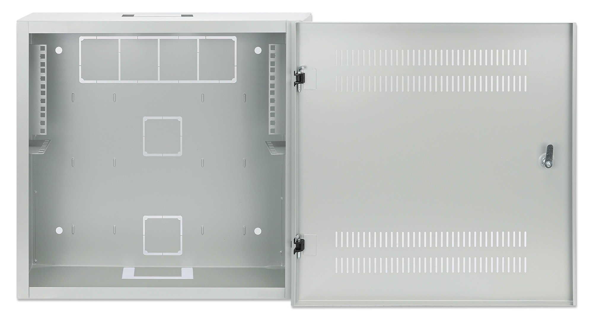 Intellinet Low-profile 19" wandkast met 4U horizontale en 2U verticale rails, slanke ruimtebesparende behuizing met slechts 170 mm diepte, ideaal voor AV/multimedia/surveillance, gemonteerd, grijs RAL 7035 - Afbeelding 6