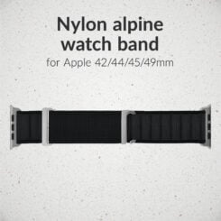 Mobilize Nylon Watch Band - Alpine - Titanium Connector - for Apple 42/44/45/49mm - Black - Afbeelding 2