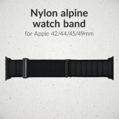 Mobilize Nylon Watch Band - Alpine - Black Connector - for Apple 42/44/45/49mm - Black - Afbeelding 2