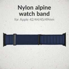Mobilize Nylon Watch Band - Alpine - Black Connector - for Apple 42/44/45/49mm - Blue - Afbeelding 2