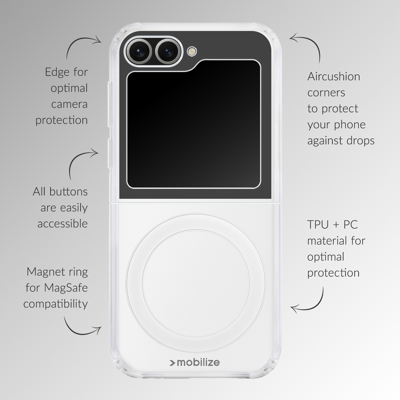 Mobilize Magsafe Compatible Naked Protection Case for Samsung Galaxy Z Flip8 5G Clear - Afbeelding 3