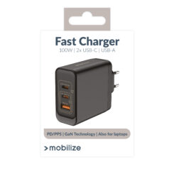 Mobilize Wall Charger 2x USB-C + 1x USB GaN 100W with PD/PPS Black - Afbeelding 8