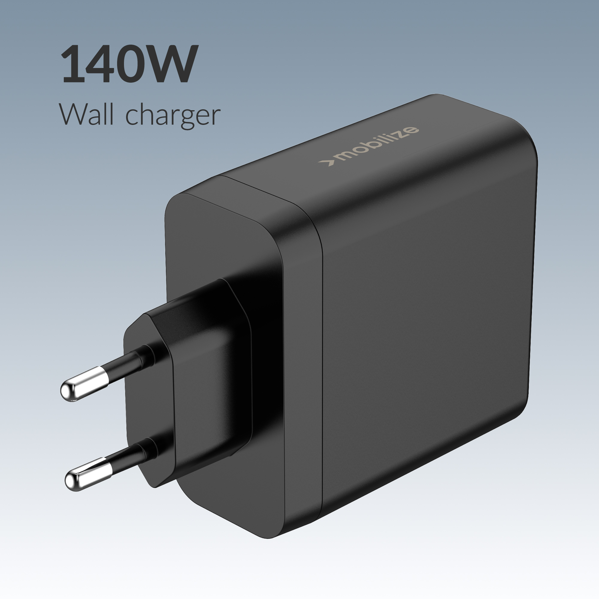 Mobilize Wall Charger 3x USB-C + 1x USB GaN 140W with PD/PPS Black
