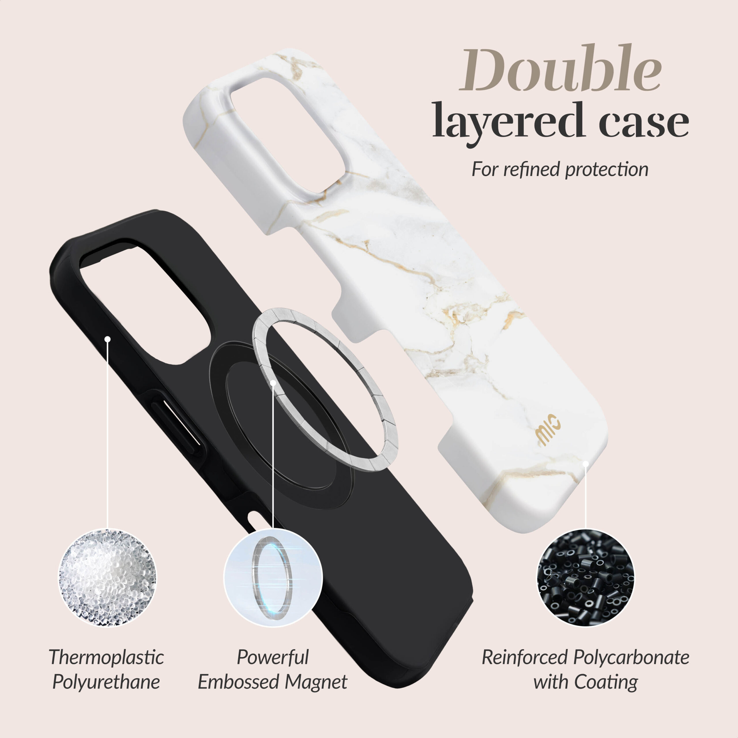 MIO White Marble Magsafe Compatible for iPhone 17 Pro/18 Pro - Afbeelding 2