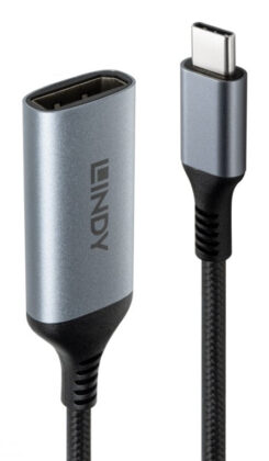 Lindy 43426 video kabel adapter 0,15 m USB Type-C DisplayPort Grijs, Zwart