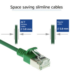 ACT Groene 1,5 meter LSZH U/FTP CAT6A datacenter slimline patchkabel snagless met RJ45 connectoren - Afbeelding 4