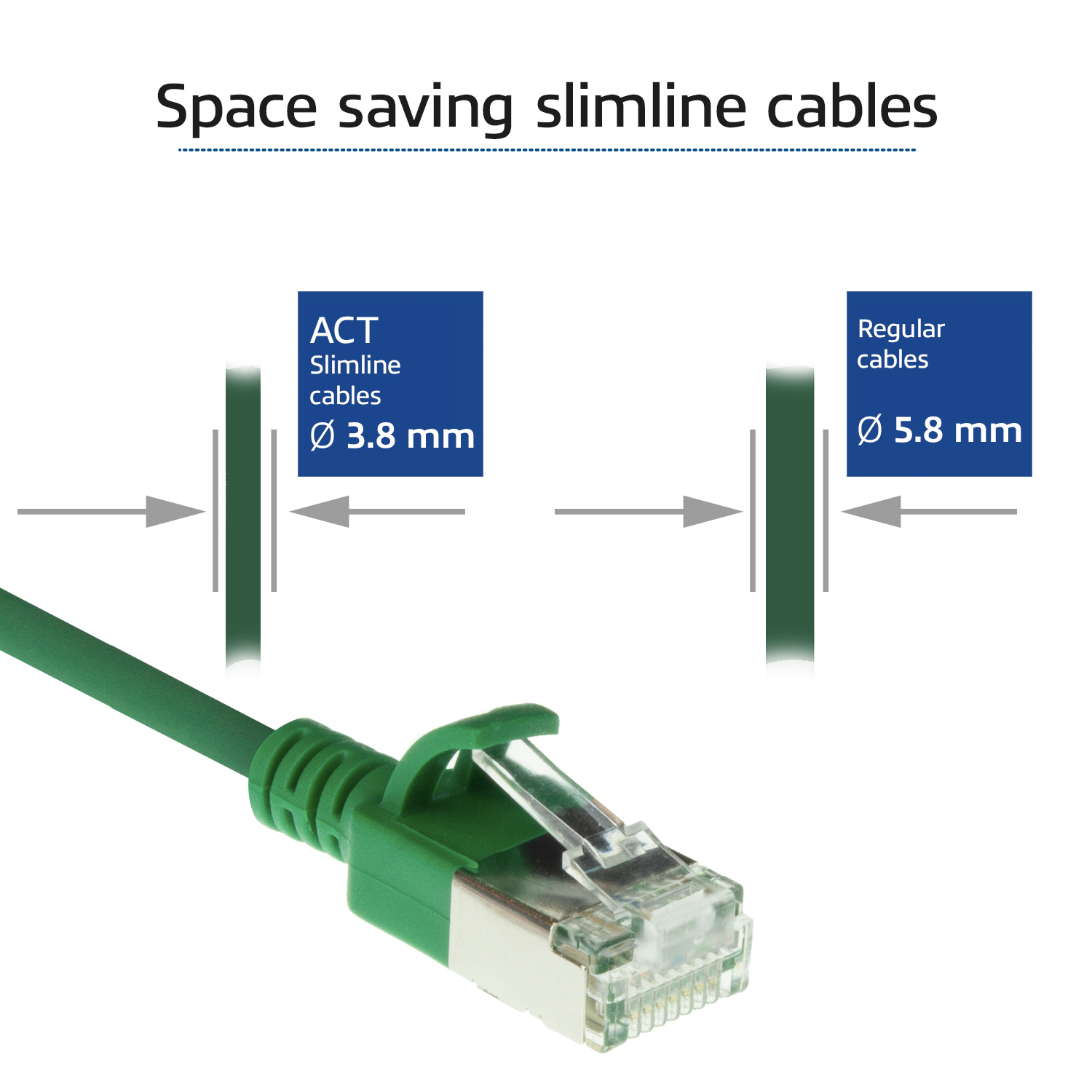 ACT Groene 1,5 meter LSZH U/FTP CAT6A datacenter slimline patchkabel snagless met RJ45 connectoren - Afbeelding 4