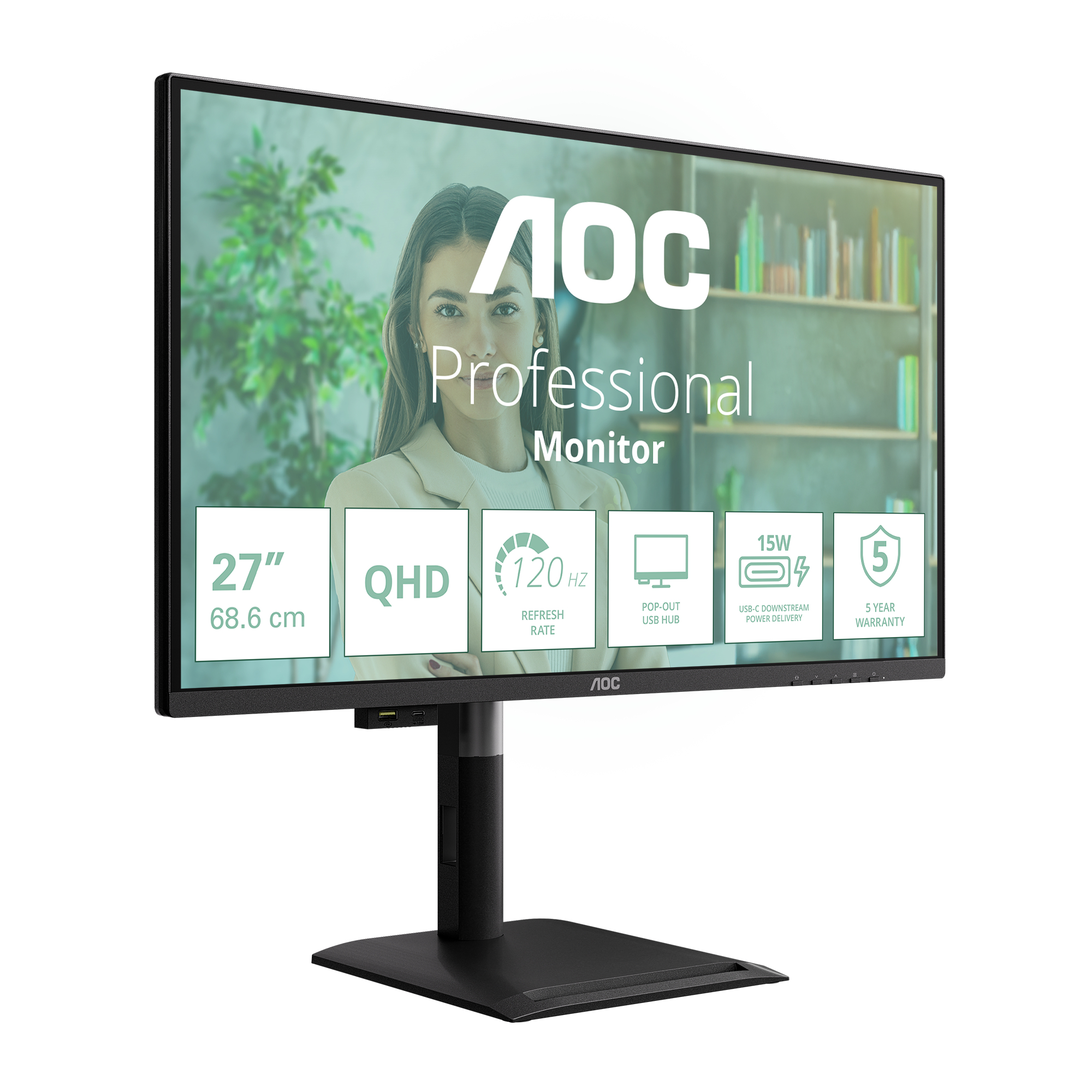 AOC Q27P4U computer monitor 68,6 cm (27") 2560 x 1440 Pixels Wide Quad HD Zwart - Afbeelding 4