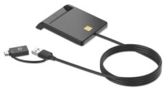Manhattan Gecombineerde USB-C/USB-A-smartcardlezer, USB 2.0 Type-C- en Type-A-stekker naar contactlezerinterface, ondersteunt Windows, macOS en Linux, leest simkaarten met adapter (niet inbegrepen), kabel van 1 m, zwart - Afbeelding 5