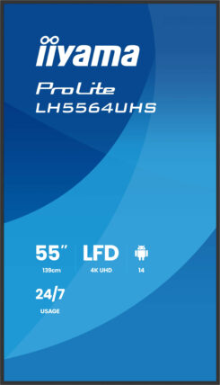 iiyama LH5564UHS-B1AG beeldkrant Digitale signage flatscreen 139,7 cm (55") Wifi 500 cd/m² 4K Ultra HD Zwart Type processor Android 24/7 - Afbeelding 4