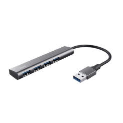 Trust Halyx USB Hub - 4-poorts USB-A hub – USB 3.2 Gen 1 – 5 Gbps – Grijs