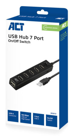 ACT USB hub 7 poorts, aan/uit-schakelaar - Afbeelding 6