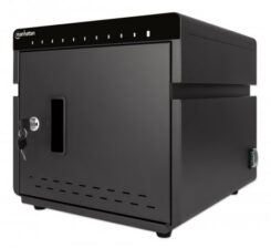 Manhattan USB-C laadkast voor 10 apparaten (iPad tot 11"), ook voor tablets en smartphones, vakken 264×22×235 mm, laadkabels niet inbegrepen (USB-C-kabel 354868 aanbevolen), afsluitbaar, alternatief voor laadtrolley, EU/UK-stroomkabels inbegrepen