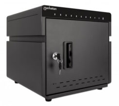 Manhattan USB-C laadkast voor 10 apparaten (iPad tot 11"), ook voor tablets en smartphones, vakken 264×22×235 mm, laadkabels niet inbegrepen (USB-C-kabel 354868 aanbevolen), afsluitbaar, alternatief voor laadtrolley, EU/UK-stroomkabels inbegrepen - Afbeelding 3
