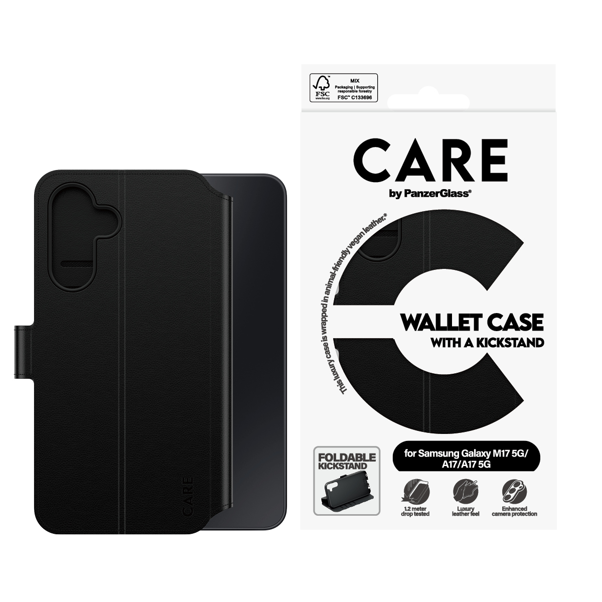 PanzerGlass CARE™ by ® Wallet Case Samsung Galaxy M17 5G | A17 | A17 5G | new A17 mobiele telefoon behuizingen Hoes Zwart - Afbeelding 4