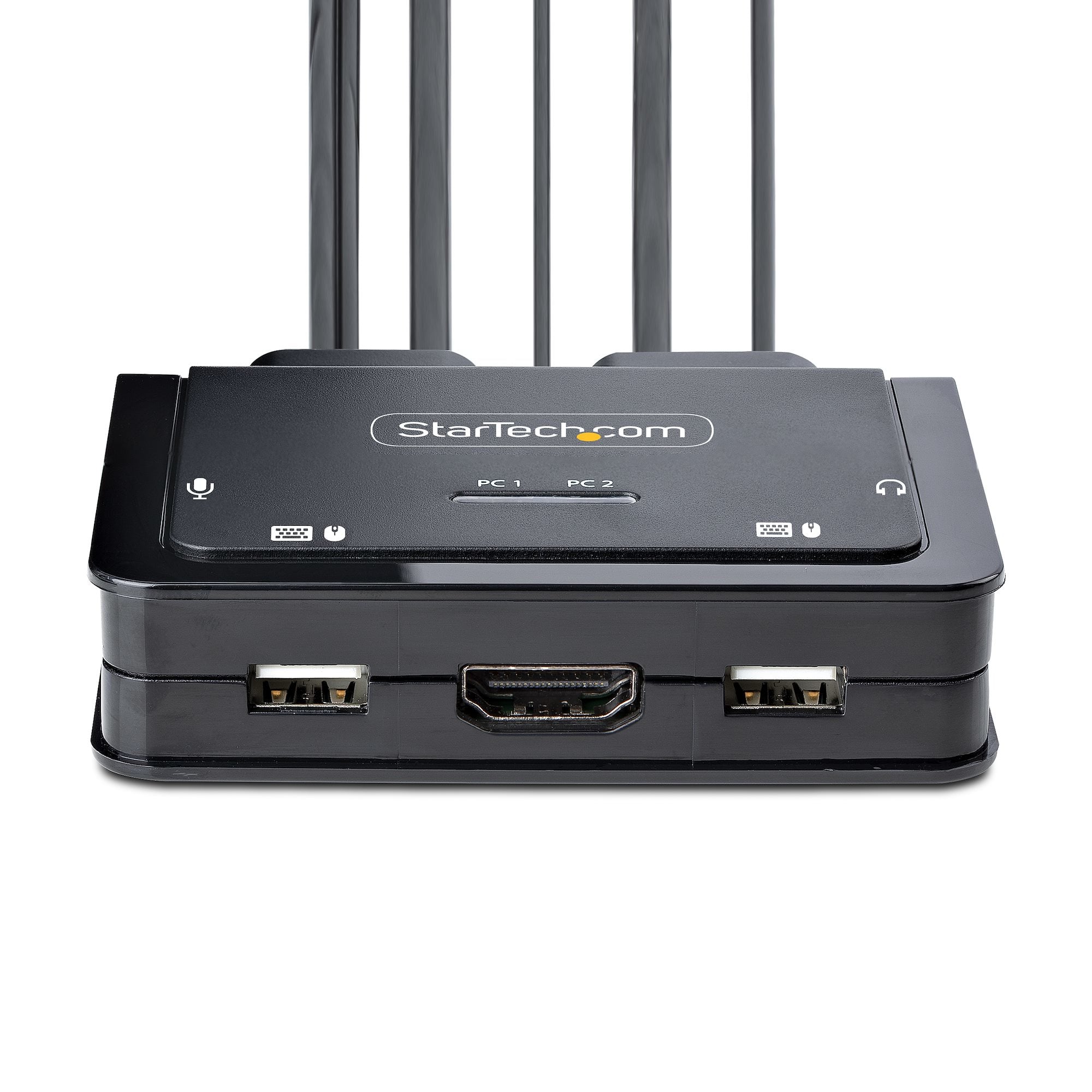 StarTech.com 2-Port Hybride USB-C HDMI KVM Switch, 4K 60Hz, Compacte KVM met 1.8m USB-A/HDMI/Audio & 1.2m USB-C Geïntegreerde Host Kabels, Bus Powered, Remote Drukknop/Hotkey Schakelaar - Afbeelding 4