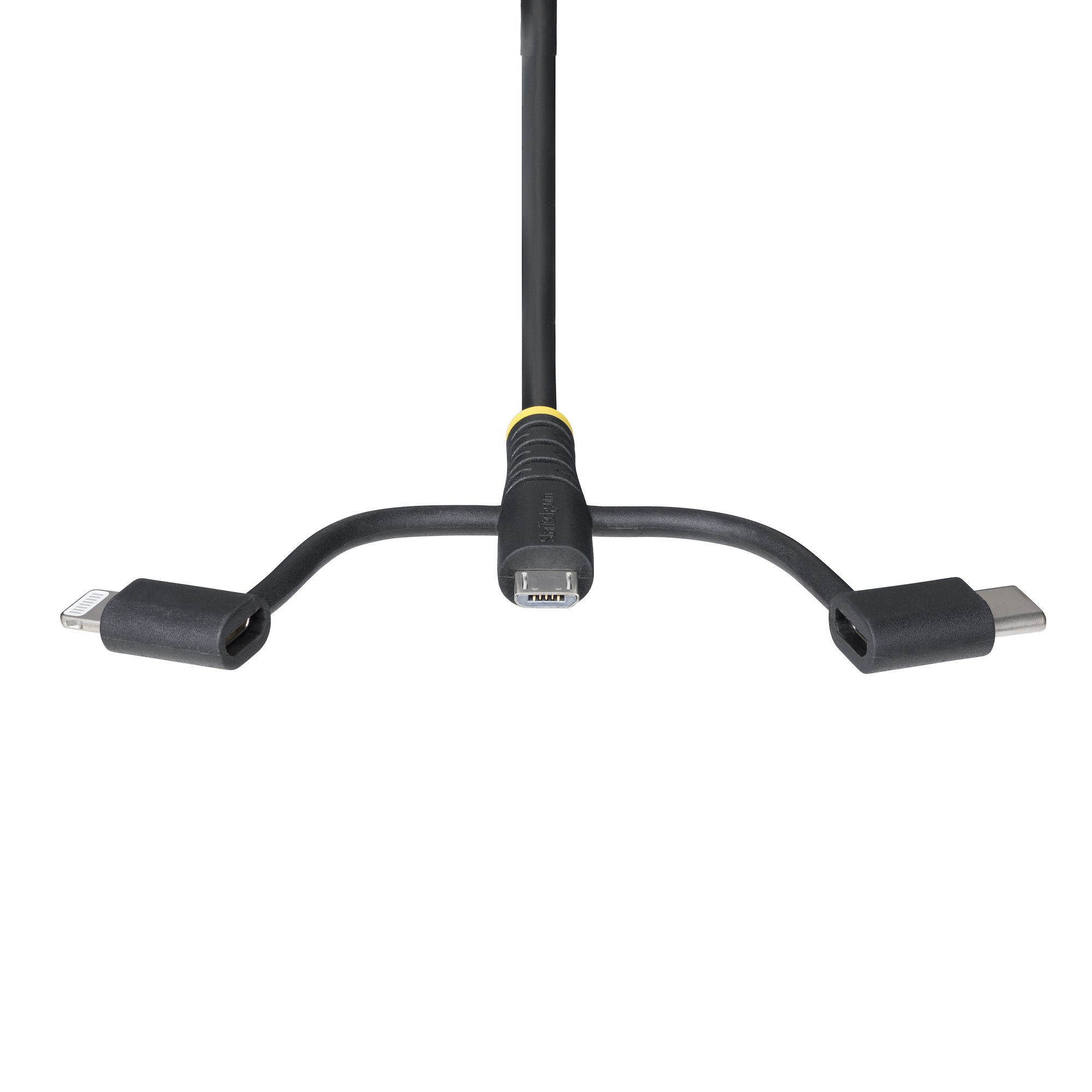 StarTech.com 1m Robuuste USB Multi Oplaadkabel, USB naar Lightning/Micro-USB/Type-C, Apple MFi Gecertificeerd, Aramide Mantel, Universele 3-in-1 USB Laadkabel voor iPhone/iPad/Android - Afbeelding 5