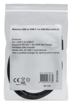 Mobilize Cable USB-C to USB-C 1m. 60W Black (BULK)