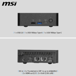 MSI Cubi NUC AI+ 3MG-003EU Copilot+ PC Intel Core Ultra 7 355 16 GB DDR5-SDRAM 1 TB SSD Windows 11 Pro Mini PC Zwart - Afbeelding 4