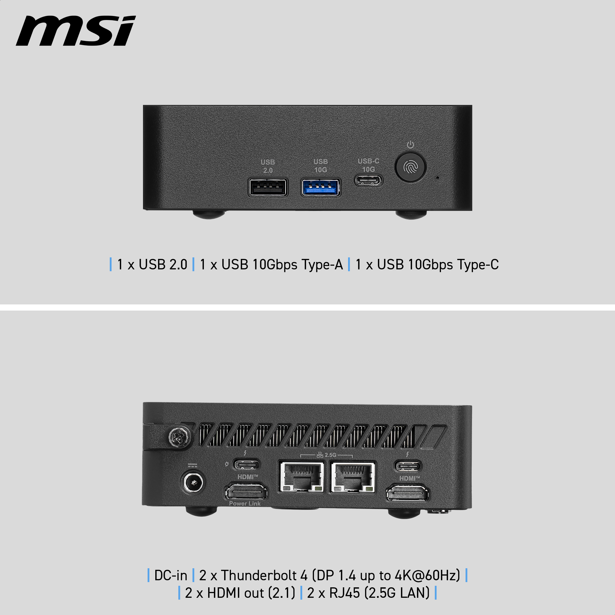 MSI Cubi NUC AI+ 3MG-004EU Copilot+ PC Intel Core Ultra 5 322 16 GB DDR5-SDRAM 512 GB SSD Windows 11 Pro Mini PC Zwart - Afbeelding 4