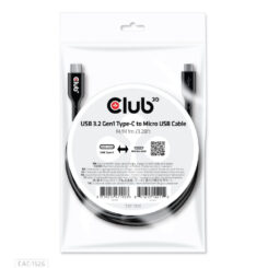 CLUB3D USB 3.2 Gen1 Type-C to Micro USB Cable M/M 1m /3.28ft - Afbeelding 3