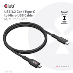 CLUB3D USB 3.2 Gen1 Type-C to Micro USB Cable M/M 1m /3.28ft - Afbeelding 4