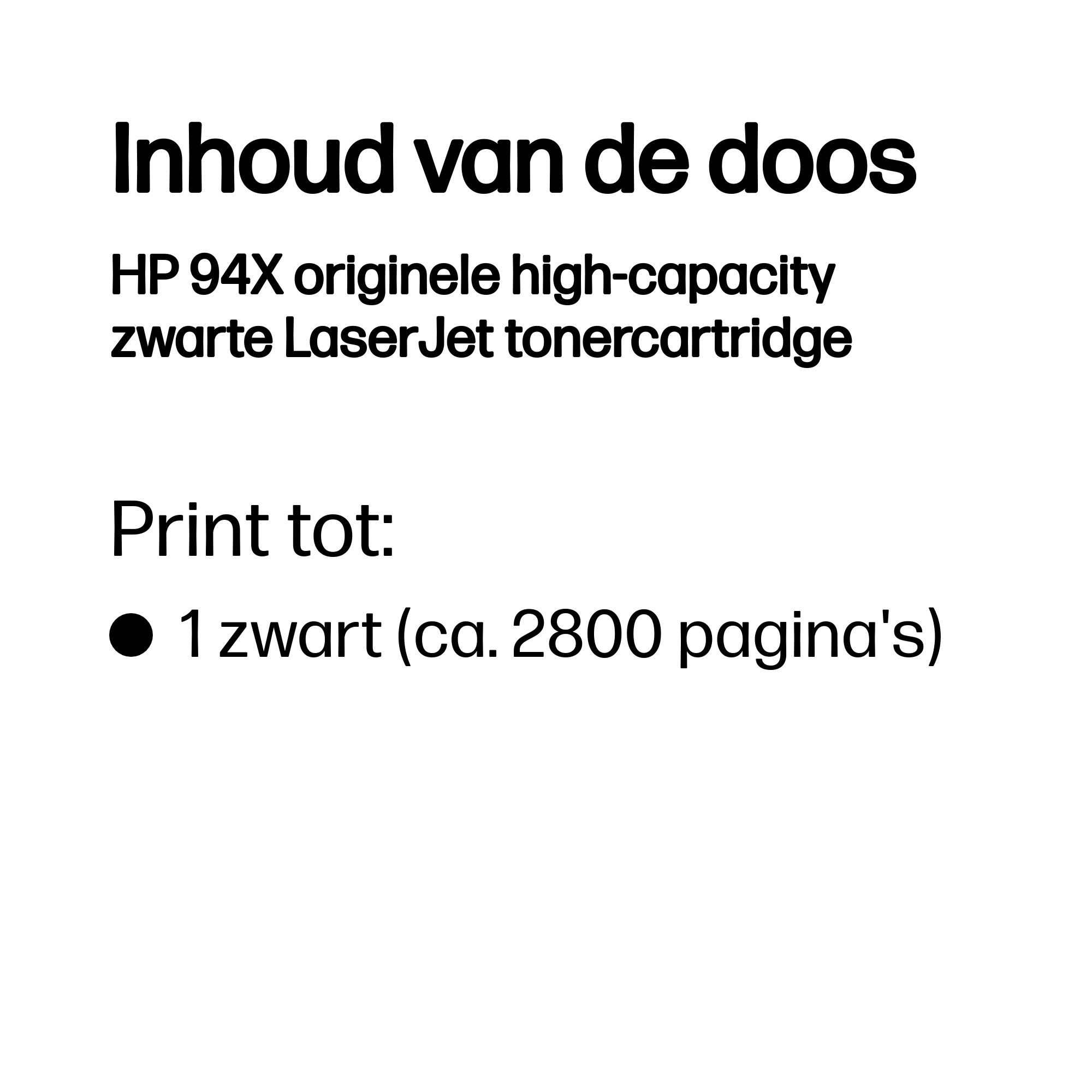 HP 94X originele high-capacity zwarte LaserJet tonercartridge - Afbeelding 4