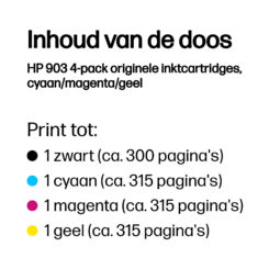 HP 903 4-pack originele inktcartridges, cyaan/magenta/geel - Afbeelding 4