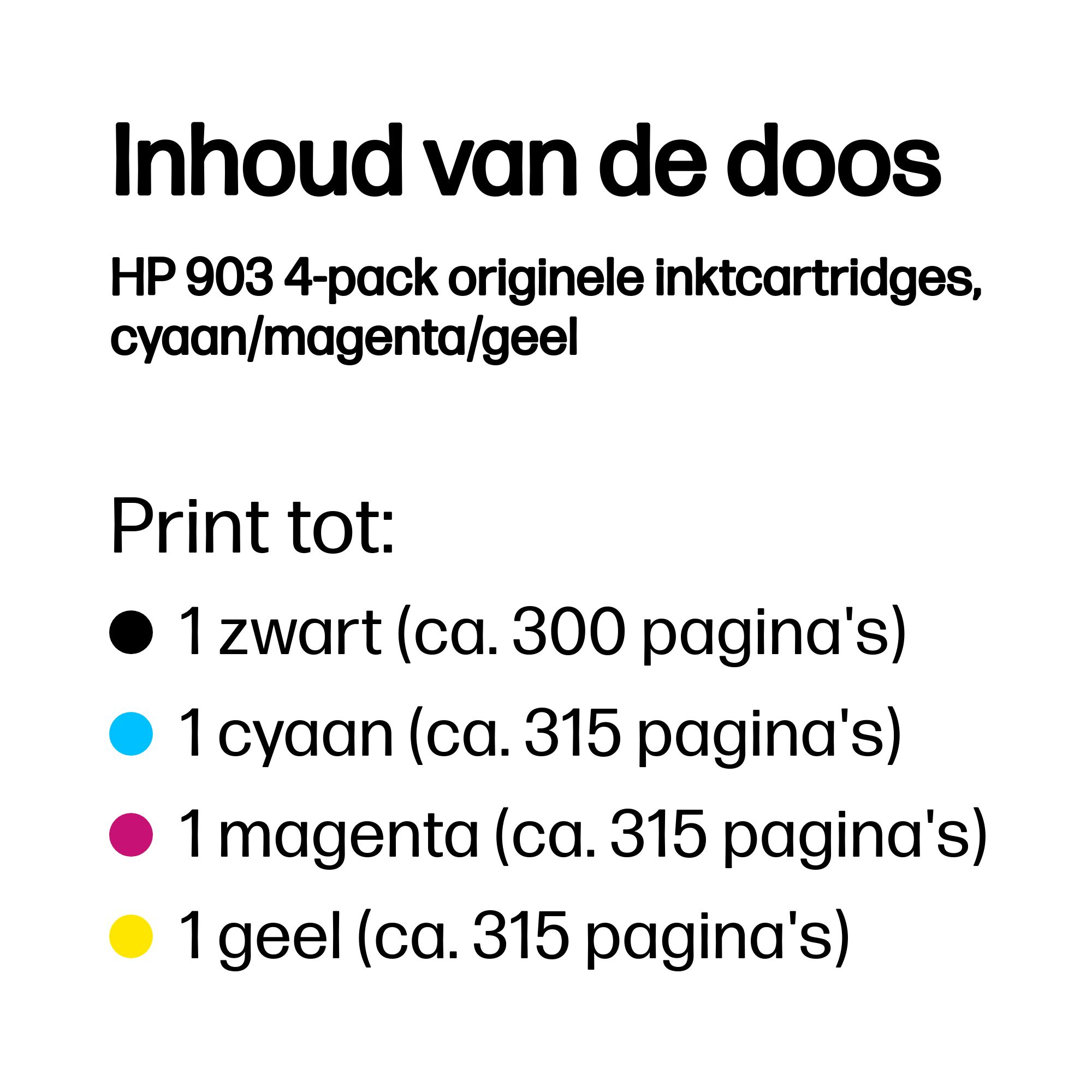 HP 903 4-pack originele inktcartridges, cyaan/magenta/geel - Afbeelding 3
