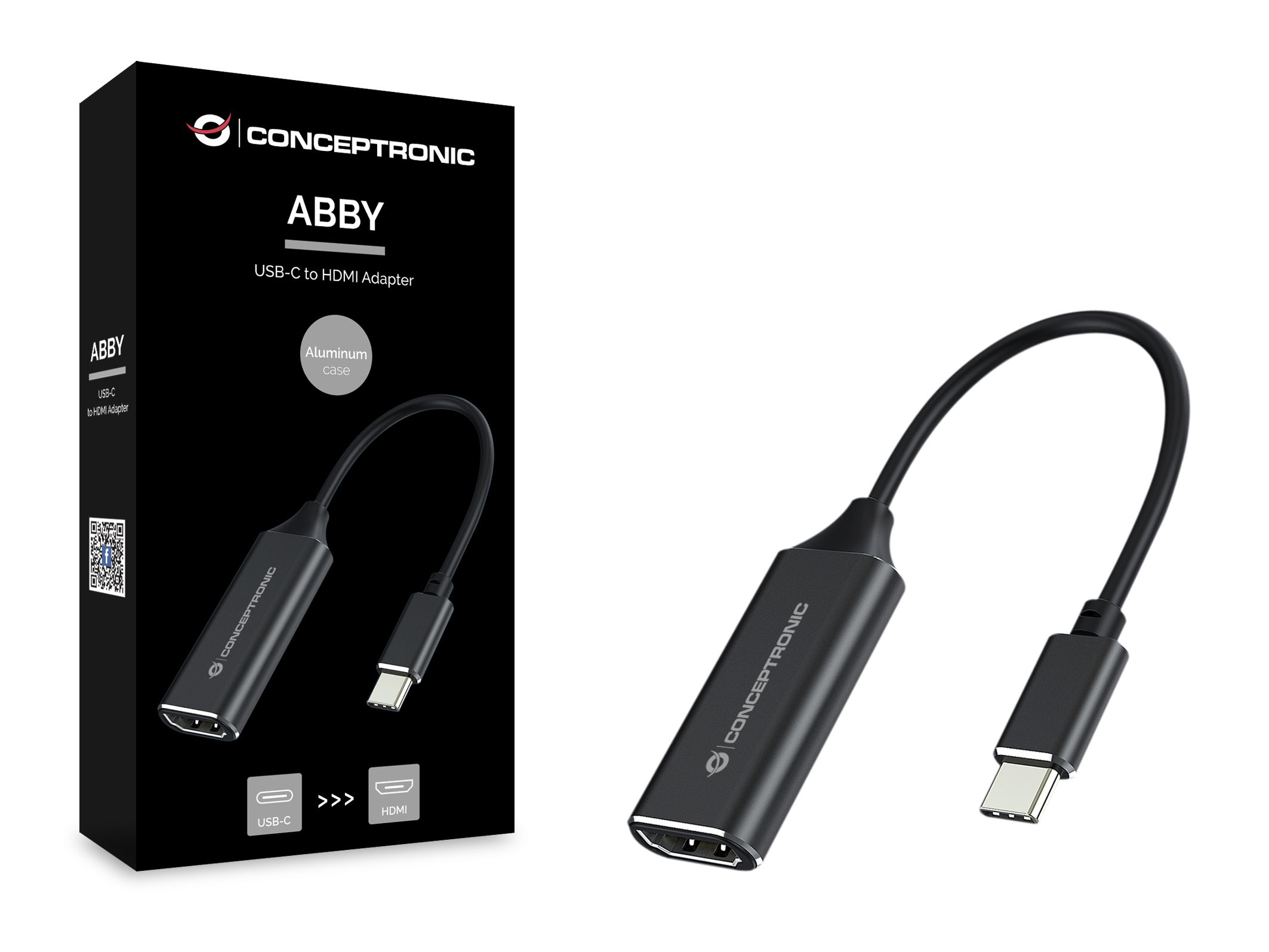 Conceptronic ABBY03B video kabel adapter HDMI Type A (Standaard) USB Type-C Zwart - Afbeelding 3