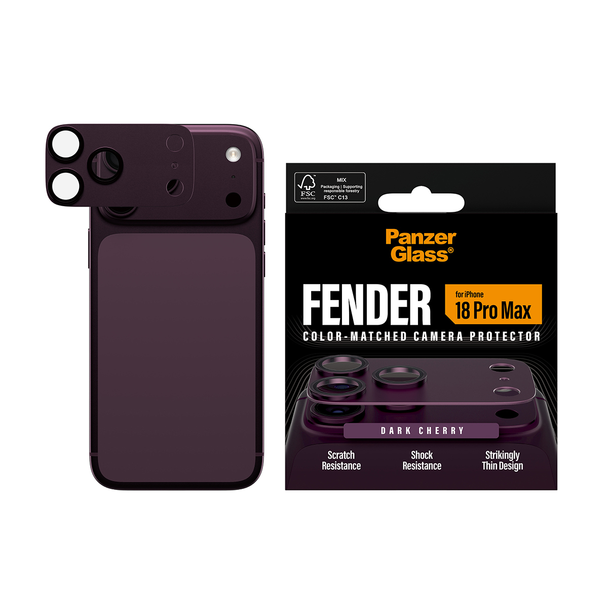 PanzerGlass ® Fender Camera Protector Dark Cherry iPhone 2026 Pro Max Doorzichtige schermbeschermer 1 stuk(s) - Afbeelding 3