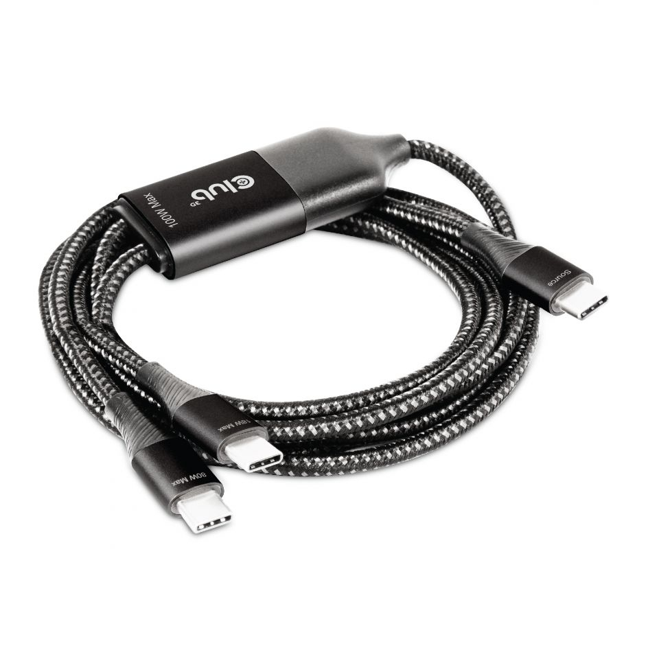 CLUB3D USB Type-C, Y charging kabel ( PPS ) to 2x USB Type-C max. 100W, 1.83m/6ft M/M - Afbeelding 2