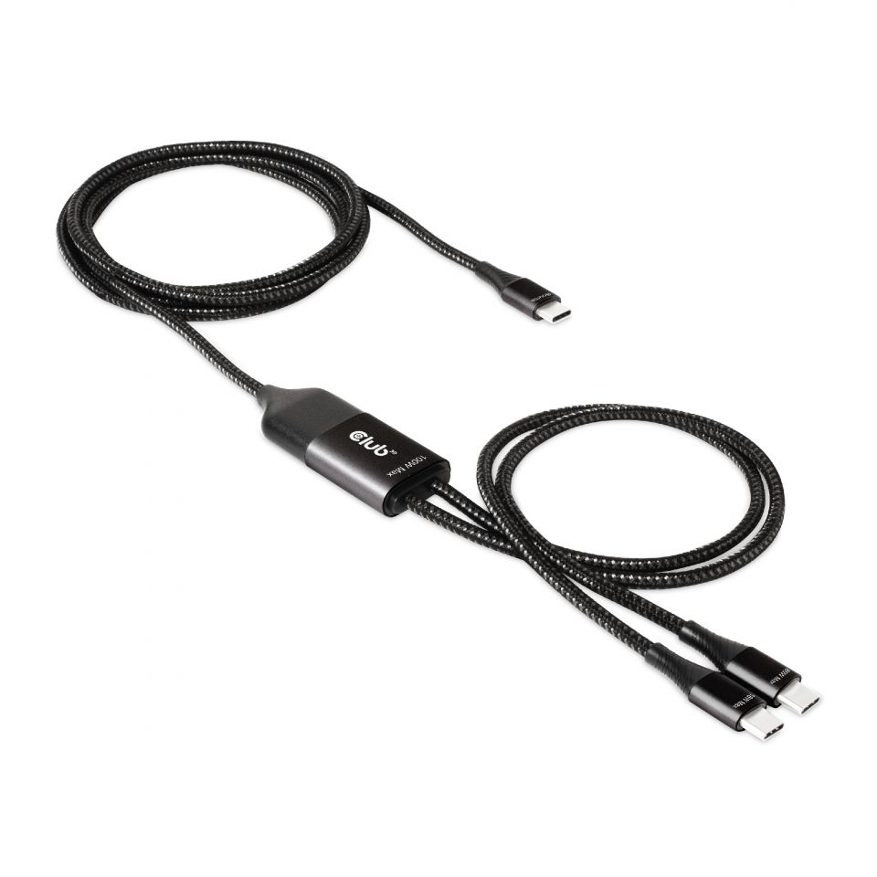 CLUB3D USB Type-C, Y charging kabel ( PPS ) to 2x USB Type-C max. 100W, 1.83m/6ft M/M - Afbeelding 4