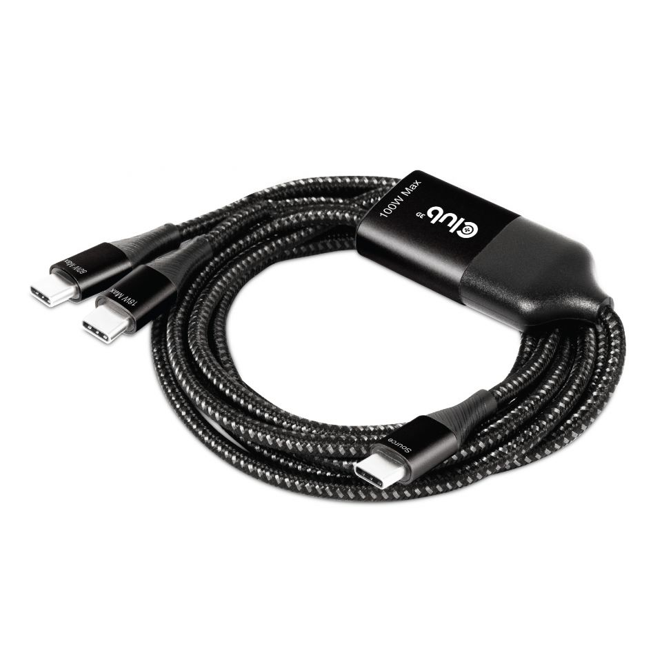 CLUB3D USB Type-C, Y charging kabel ( PPS ) to 2x USB Type-C max. 100W, 1.83m/6ft M/M - Afbeelding 5