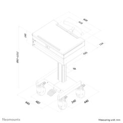 Neomounts MED-M100 Medisch mobiel werkstation -17" - gasveer - vergrendelbaar - Afbeelding 4