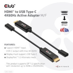 CLUB3D HDMI to USB Type-C 4K60Hz Active Adapter M/F - Afbeelding 4