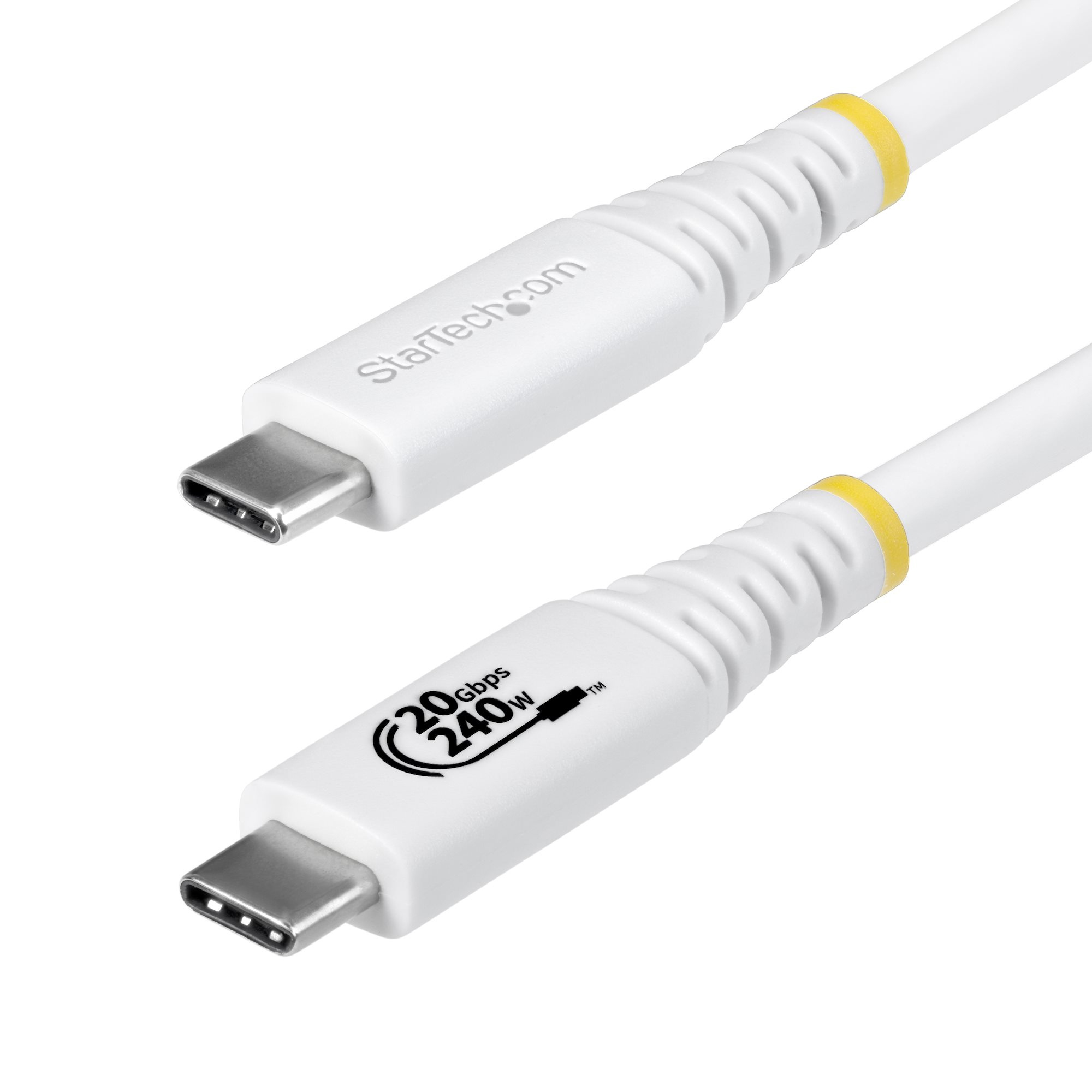 StarTech.com 2m USB4 Kabel, 20Gbps, USB-IF Gecertificeerde USB-C Kabel, 240W PD EPR, 4K 120Hz DP 2.1, TPE Mantel, USB Type-C Kabel, Wit - Afbeelding 2