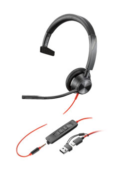 HP Poly Blackwire 3315 Monaural USB-C Headset + 3,5 mm plug + USB-C/A adapter - Afbeelding 5