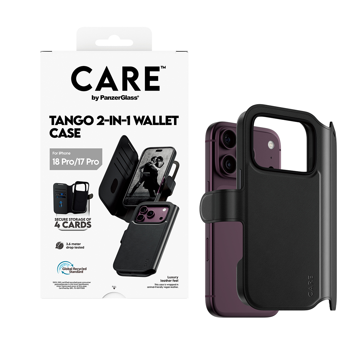 PanzerGlass CARE™ by ® Tango 2-in-1 Wallet Case Black w. MagSafe iPhone 2026 Pro | 17 Pro mobiele telefoon behuizingen Hoes Transparant - Afbeelding 6