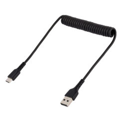 StarTech.com 50cm USB-A naar USB-C Laadkabel, Robuuste Fast Charge & Sync Spiraalkabel, 3A, USB 2.0, TPE Mantel en Aramidevezels - Zwarte USB Oplaadkabel - Afbeelding 4